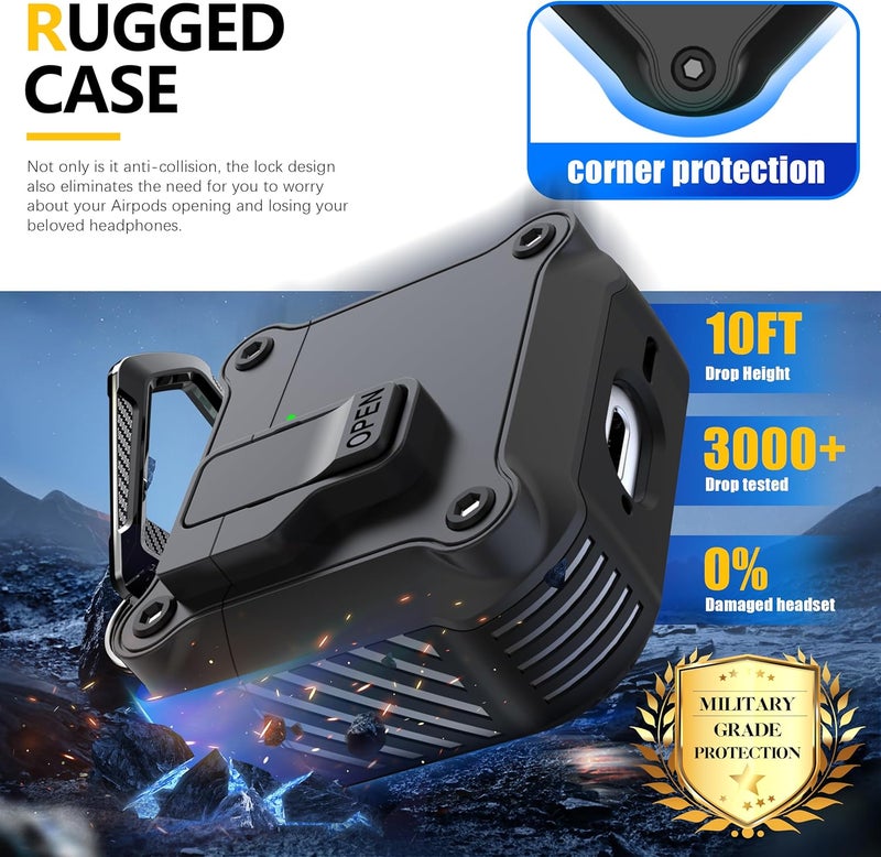RFUNGUANGO for AirPods 4th Generation Case, Compatible with AirPods 4th Generation Case (2024), Strong Drop Protection, Auto-Open Series, Black - Image 3